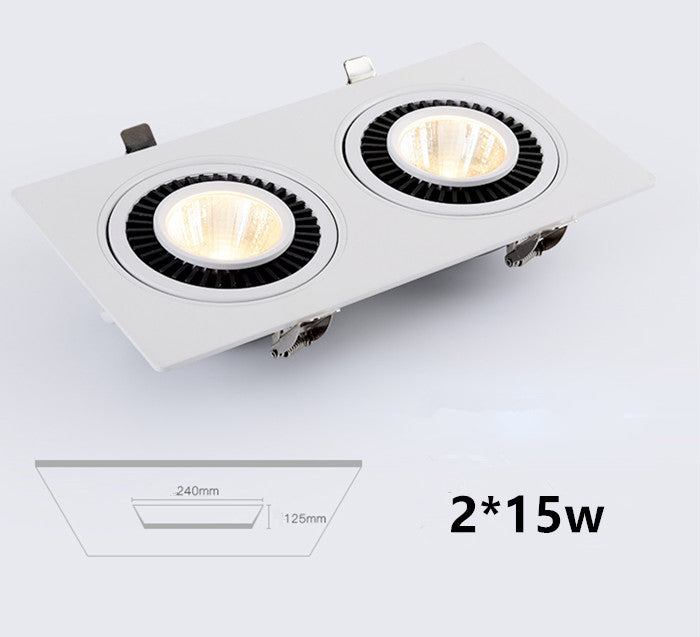 Dimmable Embedded Square Double LED Downlight 10w 14w 20w 30w White Shell Cob Ceiling Warm White AC85-265V