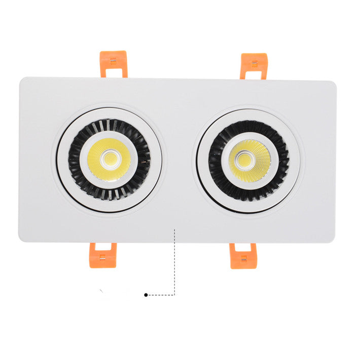 Dimmable Embedded Square Double LED Downlight 10w 14w 20w 30w White Shell Cob Ceiling Warm White AC85-265V