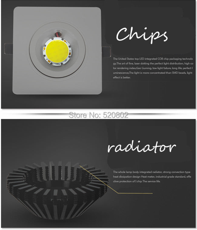 Dimmable Embedded Square Double LED Downlight 10w 14w 20w 30w White Shell Cob Ceiling Warm White AC85-265V