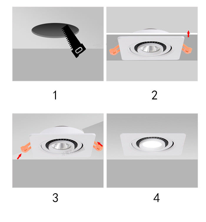 Dimmable Embedded Square Double LED Downlight 10w 14w 20w 30w White Shell Cob Ceiling Warm White AC85-265V