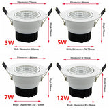 Dimmable LED COB Downlight AC110V 220V 3W/5W/7W/12W Recessed LED Spot Light lumination Indoor Decoration Ceiling Lamp