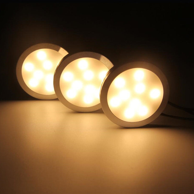 Dimmable LED Under Cabinet Lights 3x2W Downlights Spotlight With RF Remote Controller Adapter Kitchen Wardrobe Room Lighting