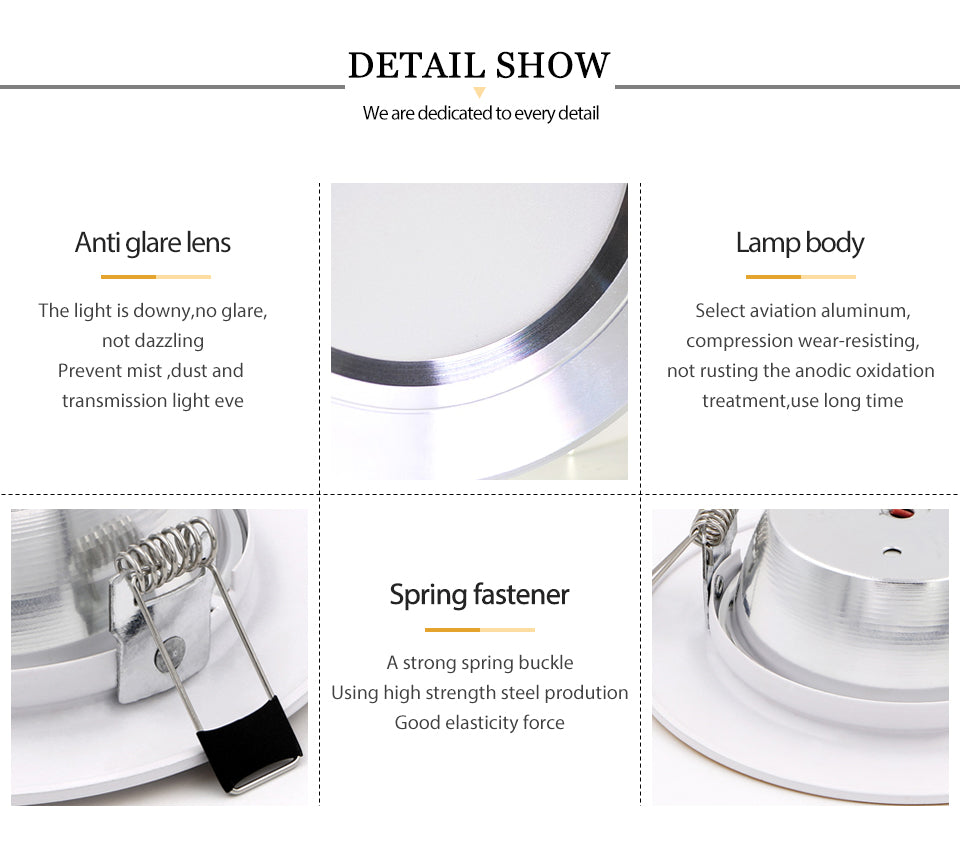 LED Downlight Ceiling 5W 9W 12W 15W 18W led Ceiling lamp Gold/Silver/White Body AC 220V 230V 240V led light