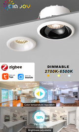 LED Smart Downlight Tuya APP Control Round Spotlight Smart Home WiFi Dimming Ceiling Indoor lights 7W/12W Zigbee Spot Lamp