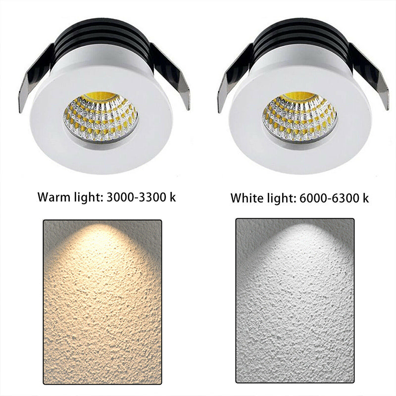 Mini LED Downlight COB 3W Cut Hole 30mm Black White Silver Body AC12V 110V 220V Dust-proof Anti-fog LED Spot Downlights