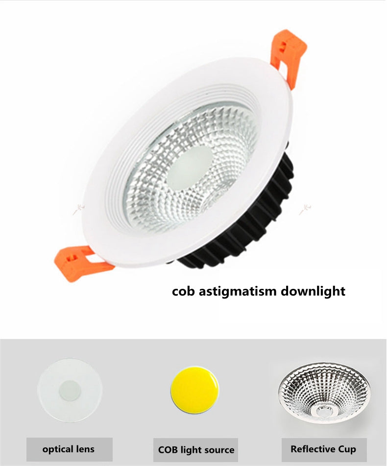 LED dimmable downlight 5w 7w 12w 18w 24w anti-fog and anti-glare COB spotlight AC110V/220V embedded ceiling light