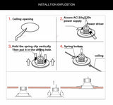 LED dimmable downlight 5w 7w 12w 18w 24w anti-fog and anti-glare COB spotlight AC110V/220V embedded ceiling light