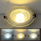 Glass LED Downlight COB Dimmable 5W 10W 15W 25W LED COB Panel Light AC85-265V Recessed COB Downlight Glass Cover Spot Light