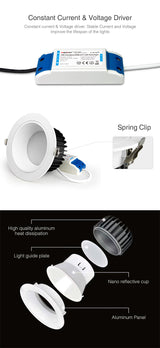 FUT070 FUT071 FUT072 RGB + CCT LED downlight ceiling living room AC100~240V Smart phone APP/remote control/voice control