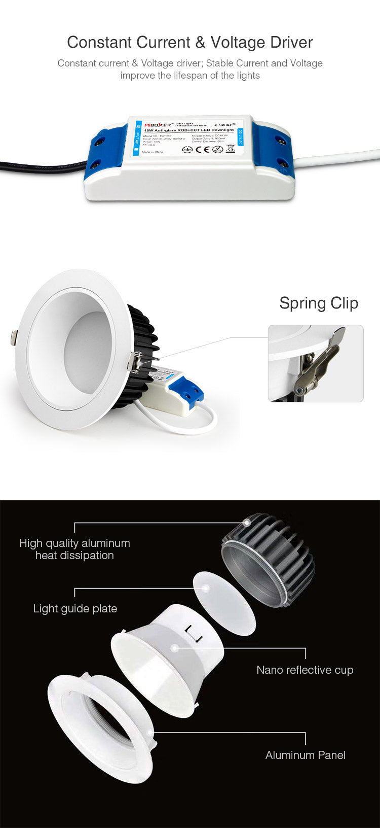 FUT070 FUT071 FUT072 RGB + CCT LED downlight ceiling living room AC100~240V Smart phone APP/remote control/voice control