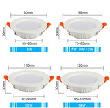 LED Downlight Thick Aluminum 5W 7W 9W 12W 15W 18W 110V Recessed 6Pcs AC220V Spot Lighting Bedroom Kitchen Indoor Down Lamp
