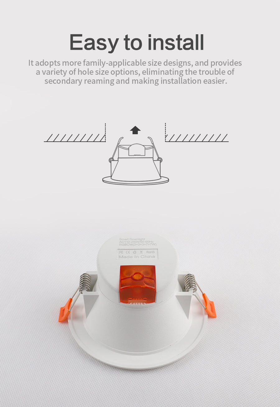 Benexmart Tuya Zigbee 5W 7W LED Ceiling Lamp RGBW Smart Dimmable Downlight Work with Zemismart Zigbee Hub Alexa Google Home