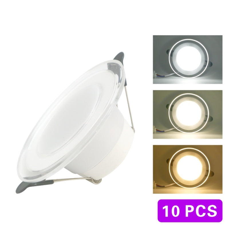 10pcs/lot 6W 3Colors Changeable LED Downlight 220V Recessed Round Panel Light Indoor Lighting Down Light Cold/Natural/Warm White