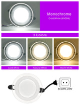 10pcs/lot 6W 3Colors Changeable LED Downlight 220V Recessed Round Panel Light Indoor Lighting Down Light Cold/Natural/Warm White