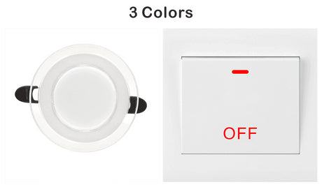 10pcs/lot 6W 3Colors Changeable LED Downlight 220V Recessed Round Panel Light Indoor Lighting Down Light Cold/Natural/Warm White