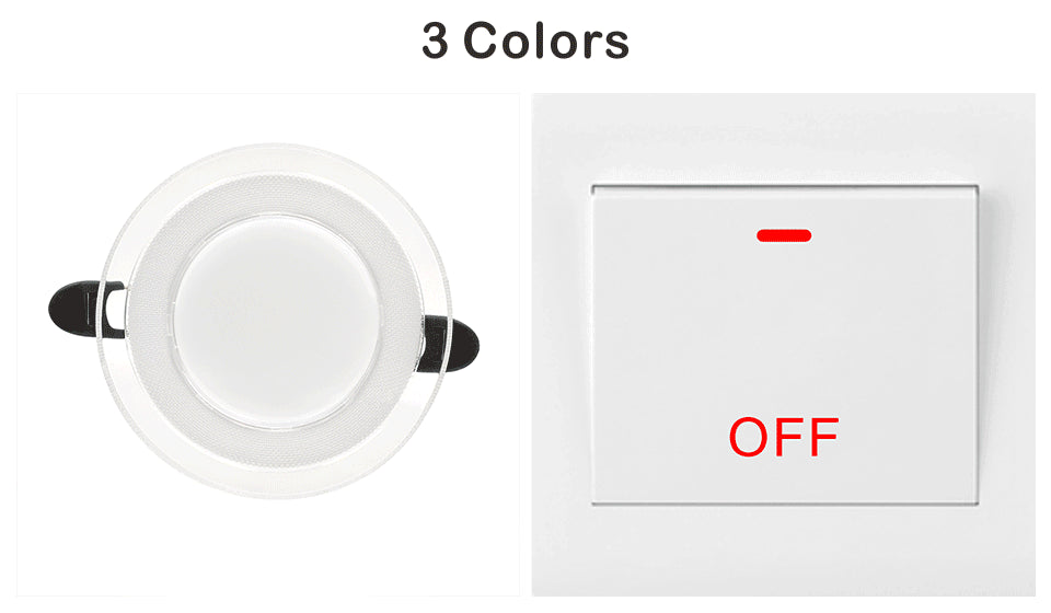 10pcs/lot 6W 3Colors Changeable LED Downlight 220V Recessed Round Panel Light Indoor Lighting Down Light Cold/Natural/Warm White
