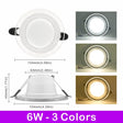 10pcs/lot 6W 3Colors Changeable LED Downlight 220V Recessed Round Panel Light Indoor Lighting Down Light Cold/Natural/Warm White
