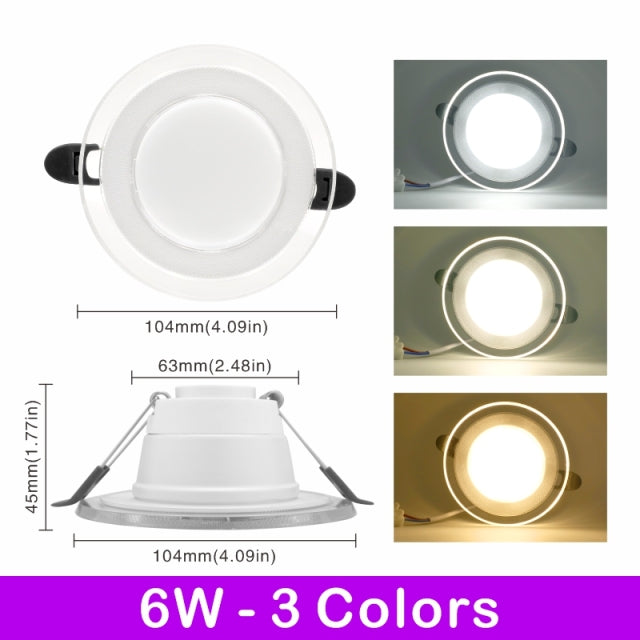 10pcs/lot 6W 3Colors Changeable LED Downlight 220V Recessed Round Panel Light Indoor Lighting Down Light Cold/Natural/Warm White