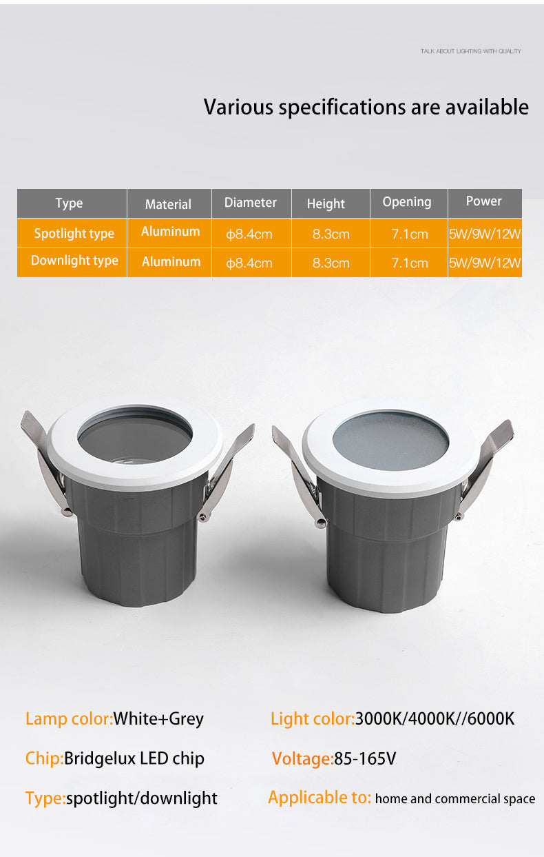 BRGT IP65 LED Spotlights Waterproof Downlight 5W9W12W Aluminum Ceiling Lamp Foco For Outdoor Kitchen Bathroom Indoor Lighting