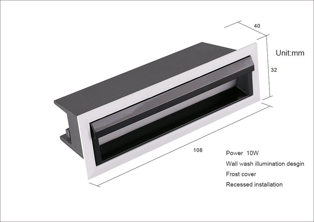 Dimmable Leading Edge Trailing Edge 0-10V Linear LED Downlight for Wall washer Recessed Wall Wash Light Fixture
