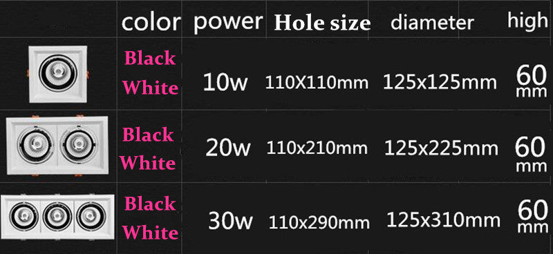 Dimmable Led downlight light COB Ceiling Spot Light 10w 20W 30W ceiling recessed Lights Indoor Lighting AC110V-220V