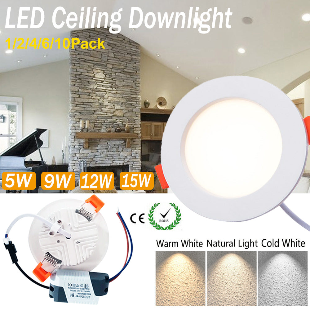 AC85-265V 5W 9W 12W 15W LED Recessed LED Downlight Round LED Ceiling Spot light Bedroom Indoor Lighting Bathroom Illuminate D30