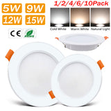 AC85-265V 5W 9W 12W 15W LED Recessed LED Downlight Round LED Ceiling Spot light Bedroom Indoor Lighting Bathroom Illuminate D30