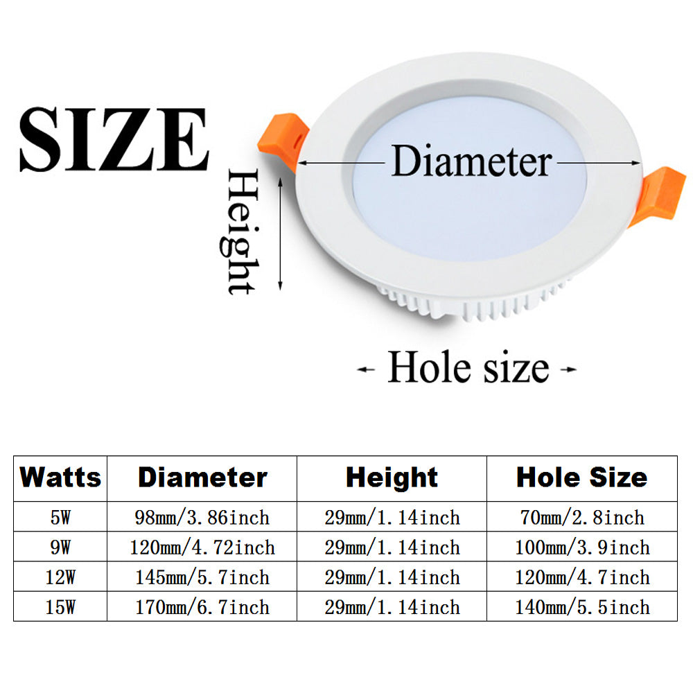 AC85-265V 5W 9W 12W 15W LED Recessed LED Downlight Round LED Ceiling Spot light Bedroom Indoor Lighting Bathroom Illuminate D30