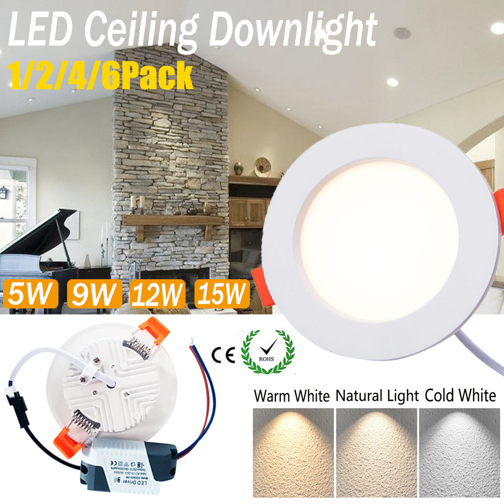 AC85-265V 5W 9W 12W 15W LED Recessed LED Downlight Round LED Ceiling Spot light Bedroom Indoor Lighting Bathroom Illuminate D30