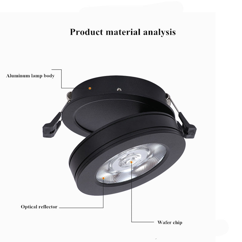 Mini LED Black White Downlight 5W 7W 10W 12W Spot Light ac85-265V Warm/Cold White LED Foldable Recessed Down Light Ceiling Lamp