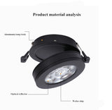 Mini LED Black White Downlight 5W 7W 10W 12W Spot Light ac85-265V Warm/Cold White LED Foldable Recessed Down Light Ceiling Lamp