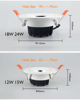 Dimmable LED Downlights AC90V-260V 5W 7W 9W 12W 15W 18W 24W COB Chip Recessed Ceiling Lamps Spot Lights For Home illumination