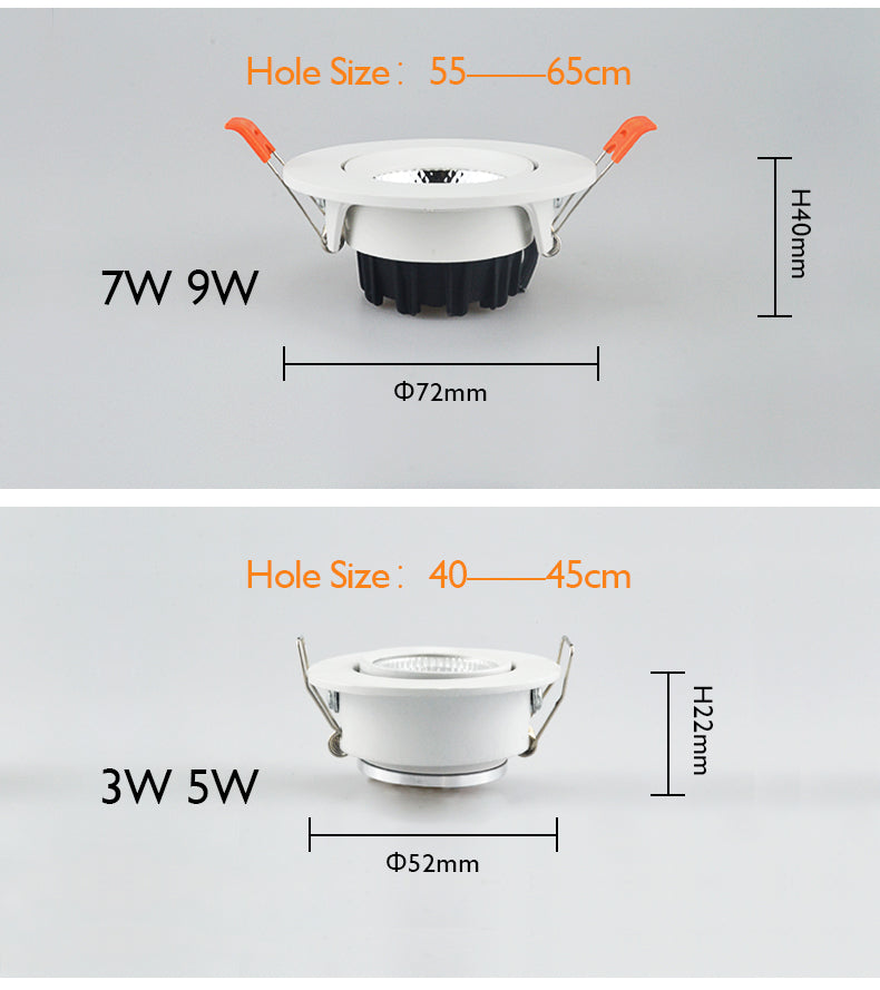 Dimmable LED Downlights AC90V-260V 5W 7W 9W 12W 15W 18W 24W COB Chip Recessed Ceiling Lamps Spot Lights For Home illumination
