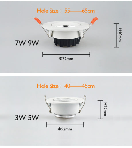 Dimmable LED Downlights AC90V-260V 5W 7W 9W 12W 15W 18W 24W COB Chip Recessed Ceiling Lamps Spot Lights For Home illumination