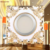 Creative Square Resin Gold Lace Led Downlights 3W 5W 7W 110V 220V Hallway Dining Room Loft Embedded Platfond Lighting Fixture