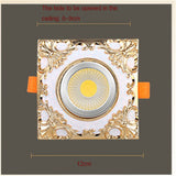Creative Square Resin Gold Lace Led Downlights 3W 5W 7W 110V 220V Hallway Dining Room Loft Embedded Platfond Lighting Fixture