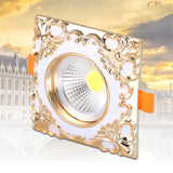 Creative Square Resin Gold Lace Led Downlights 3W 5W 7W 110V 220V Hallway Dining Room Loft Embedded Platfond Lighting Fixture
