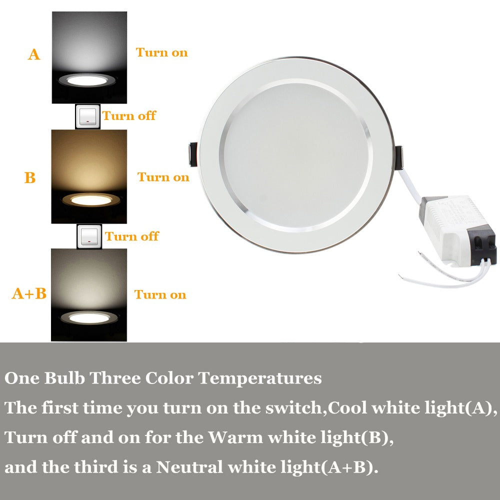 LED Downlight 3W 5W 7W 9W 12W 15W 18W 220V 110V Warm White Cold White 3 Color Recessed LED Lamp Spot Light AC85-265V