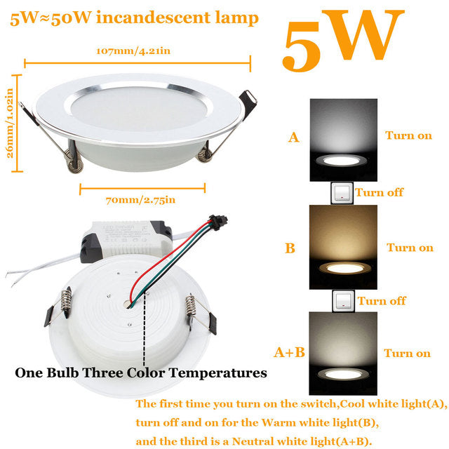 LED Downlight 3W 5W 7W 9W 12W 15W 18W 220V 110V Warm White Cold White 3 Color Recessed LED Lamp Spot Light AC85-265V