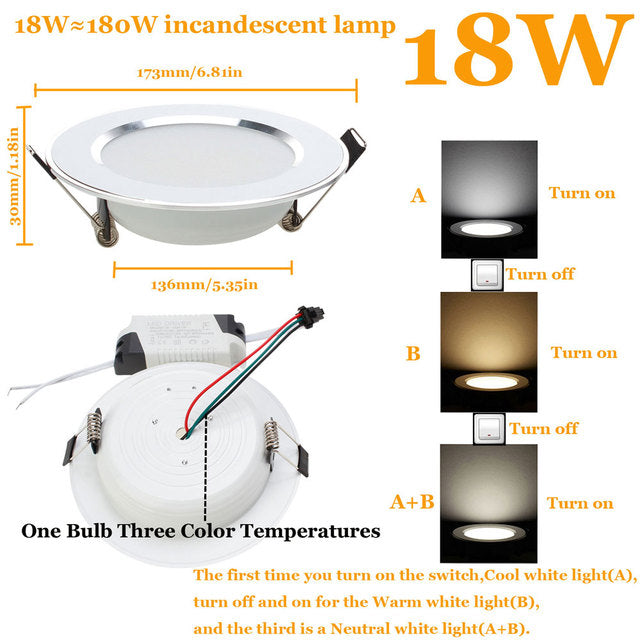 LED Downlight 3W 5W 7W 9W 12W 15W 18W 220V 110V Warm White Cold White 3 Color Recessed LED Lamp Spot Light AC85-265V