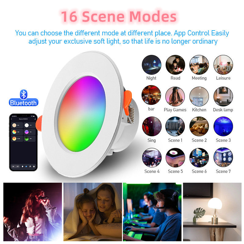 DE.SOUL LED Downlights Bluetooth Smart Life Ceiling Dimmable Spot lamp Led 10W 220V 85~265V RGB Change Warm/Cool light