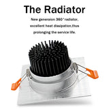 DBF Dimmable Square LED COB Downlight 7W 9W 12W 15W Angle Adjustable LED Ceiling Spot Lamp 3000K 4000K 6000K AC 110V 220V