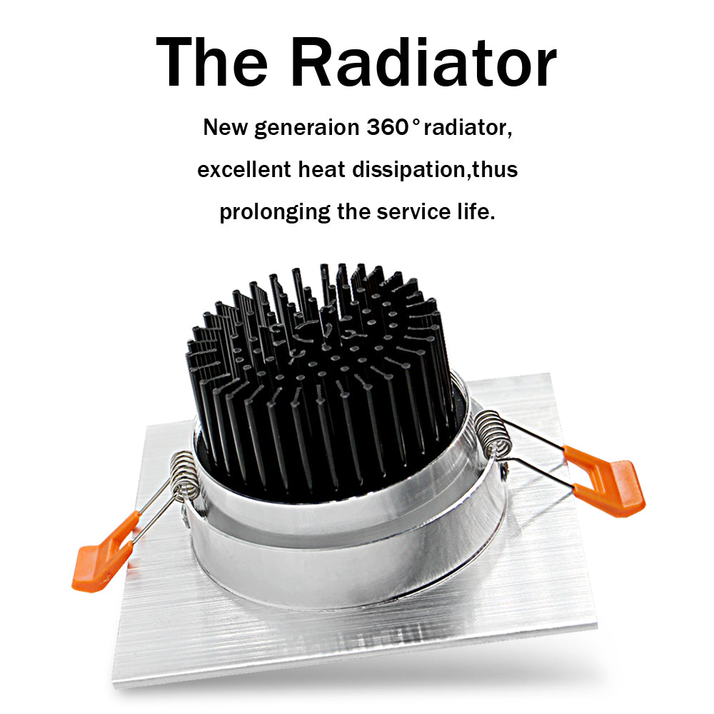 DBF Dimmable Square LED COB Downlight 7W 9W 12W 15W Angle Adjustable LED Ceiling Spot Lamp 3000K 4000K 6000K AC 110V 220V