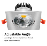 DBF Dimmable Square LED COB Downlight 7W 9W 12W 15W Angle Adjustable LED Ceiling Spot Lamp 3000K 4000K 6000K AC 110V 220V
