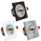 DBF Dimmable Square LED COB Downlight 7W 9W 12W 15W Angle Adjustable LED Ceiling Spot Lamp 3000K 4000K 6000K AC 110V 220V