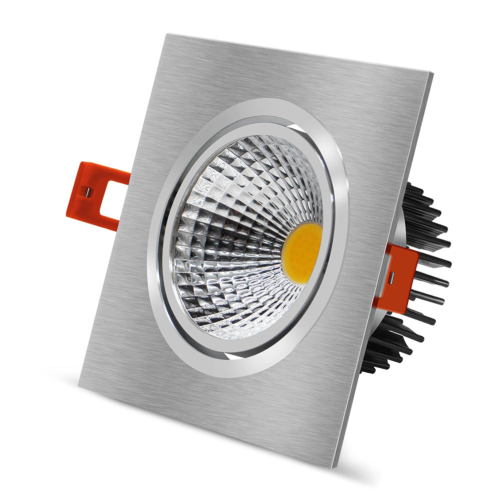 DBF Dimmable Square LED COB Downlight 7W 9W 12W 15W Angle Adjustable LED Ceiling Spot Lamp 3000K 4000K 6000K AC 110V 220V