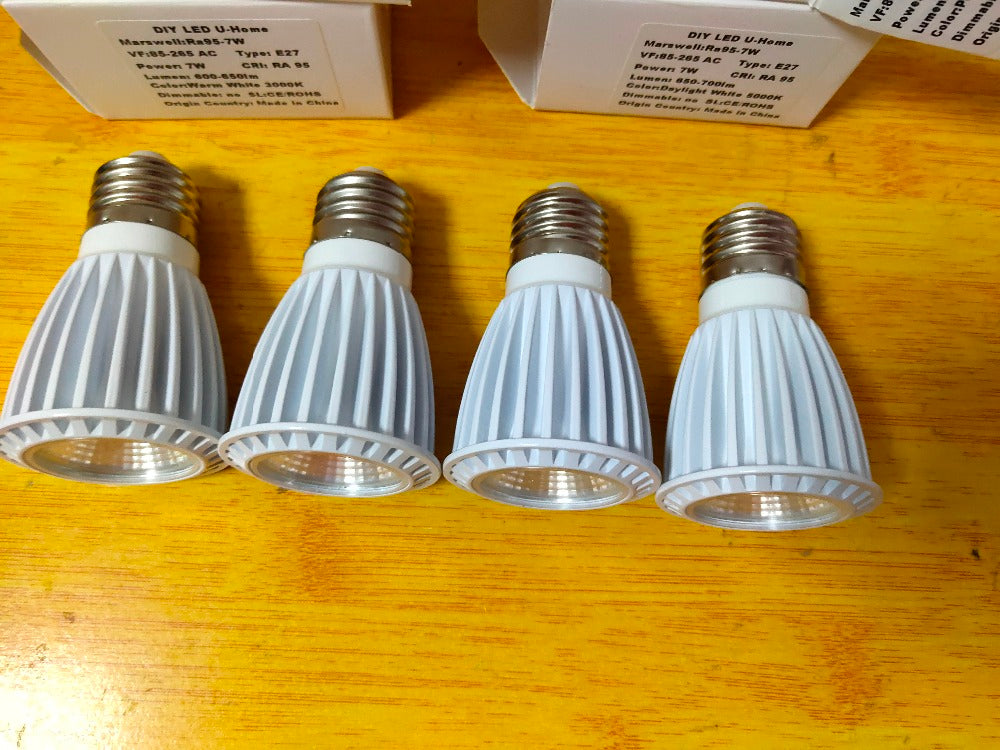 High CRI RA 95+ E27 7W COB LED Bulb Lamp LED Spotlight Downlight Lamp AC85V-265V Warm White 3000K for Dining Room Kitchen Coffee