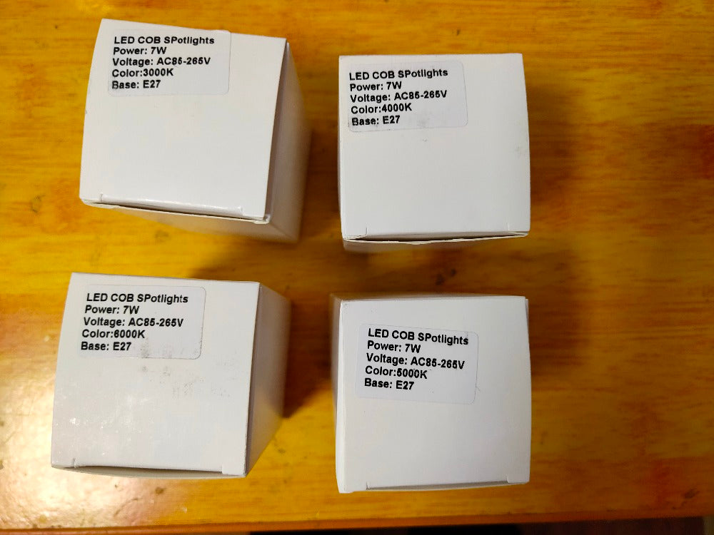 High CRI RA 95+ E27 7W COB LED Bulb Lamp LED Spotlight Downlight Lamp AC85V-265V Warm White 3000K for Dining Room Kitchen Coffee