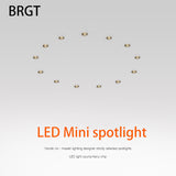 BRGT Led Mini Spot Lights Small Downlight Embedded Focos 2W 5W 7W Starlight Ceiling Lamp For Cabinet Display Wine Indoor Lighting