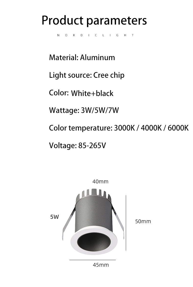 BRGT Led Mini Spot Lights Small Downlight Embedded Focos 2W 5W 7W Starlight Ceiling Lamp For Cabinet Display Wine Indoor Lighting